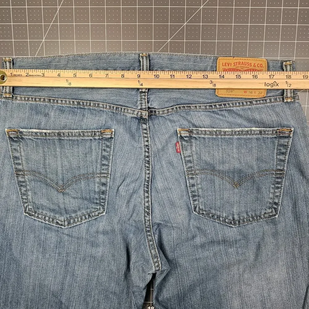 Levis 559 Jeans 36x32 Faded Blue Loose Baggy Straight Y2K Streetwear Workwear